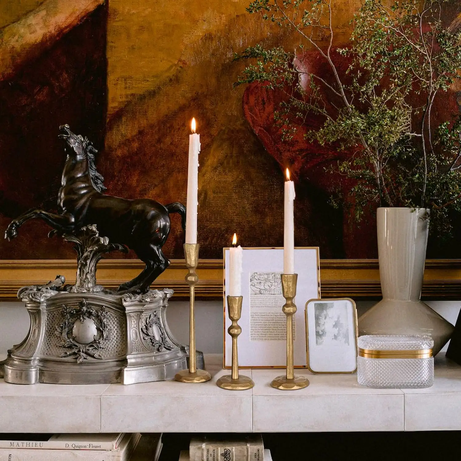 Aged Bronze Taper Candle Holders