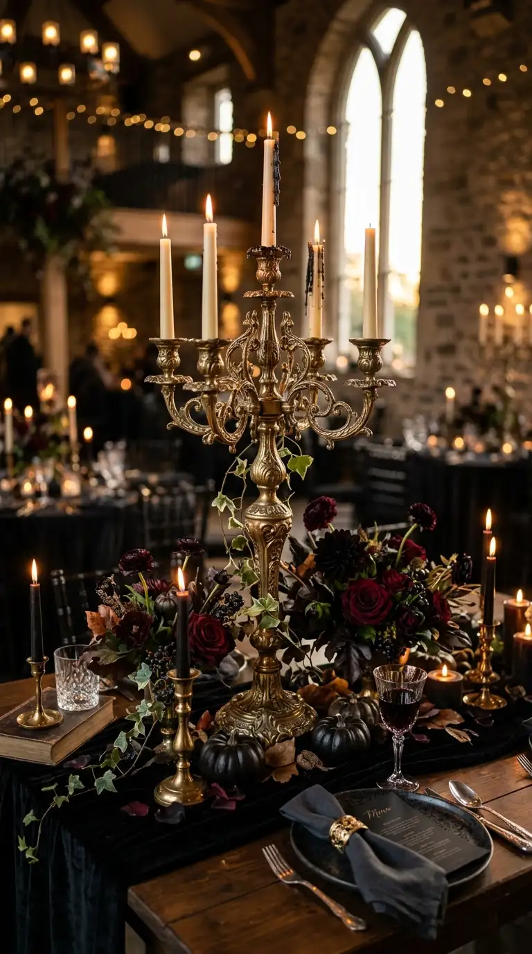 Antique Gold Candelabra Centerpieces