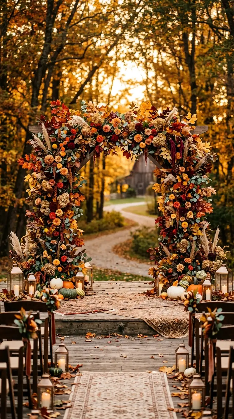 Autumn Foliage Wedding Photo Backdrop