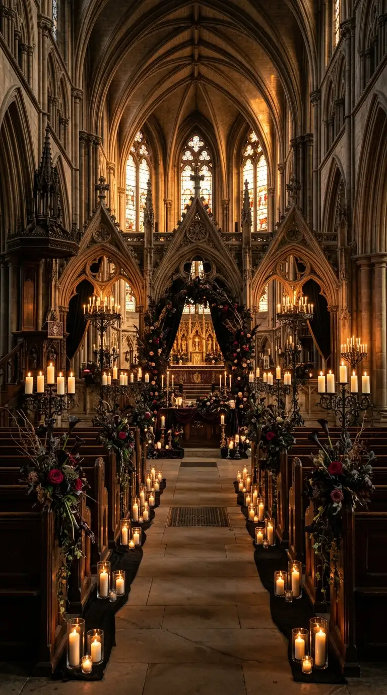 Candlelit Gothic Wedding Ceremony