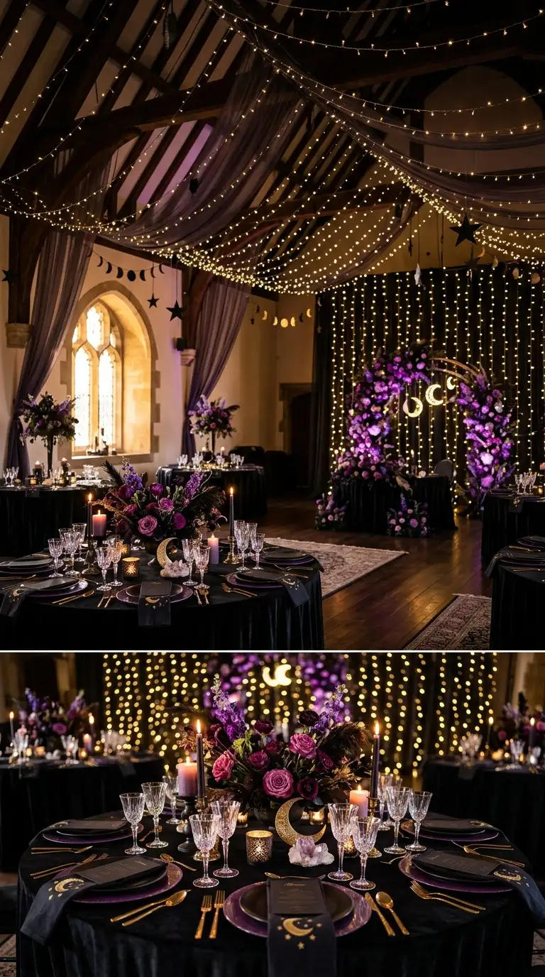 Celestial Purple Starry Reception Decor