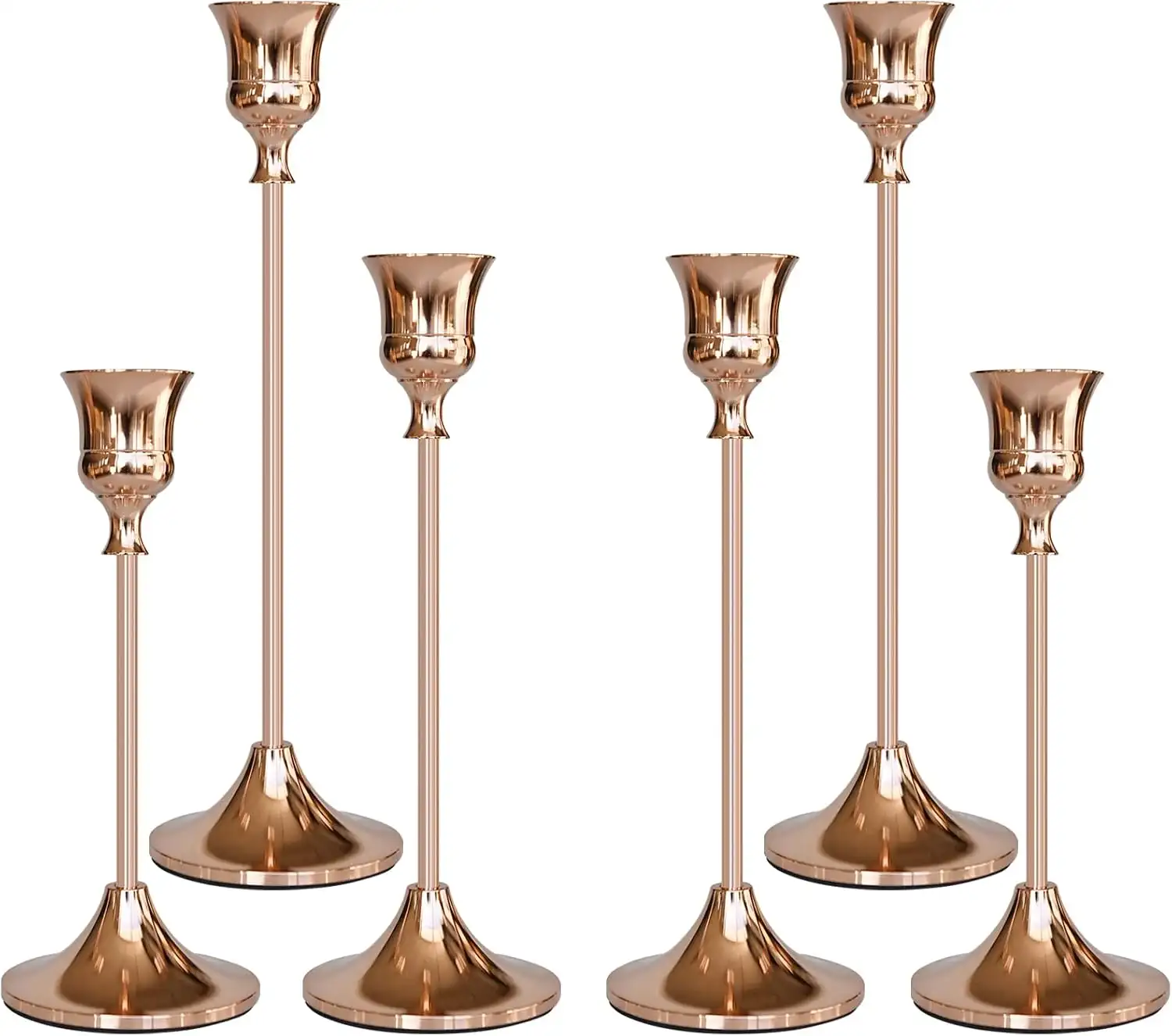 Champagne Roses Brass Candlesticks