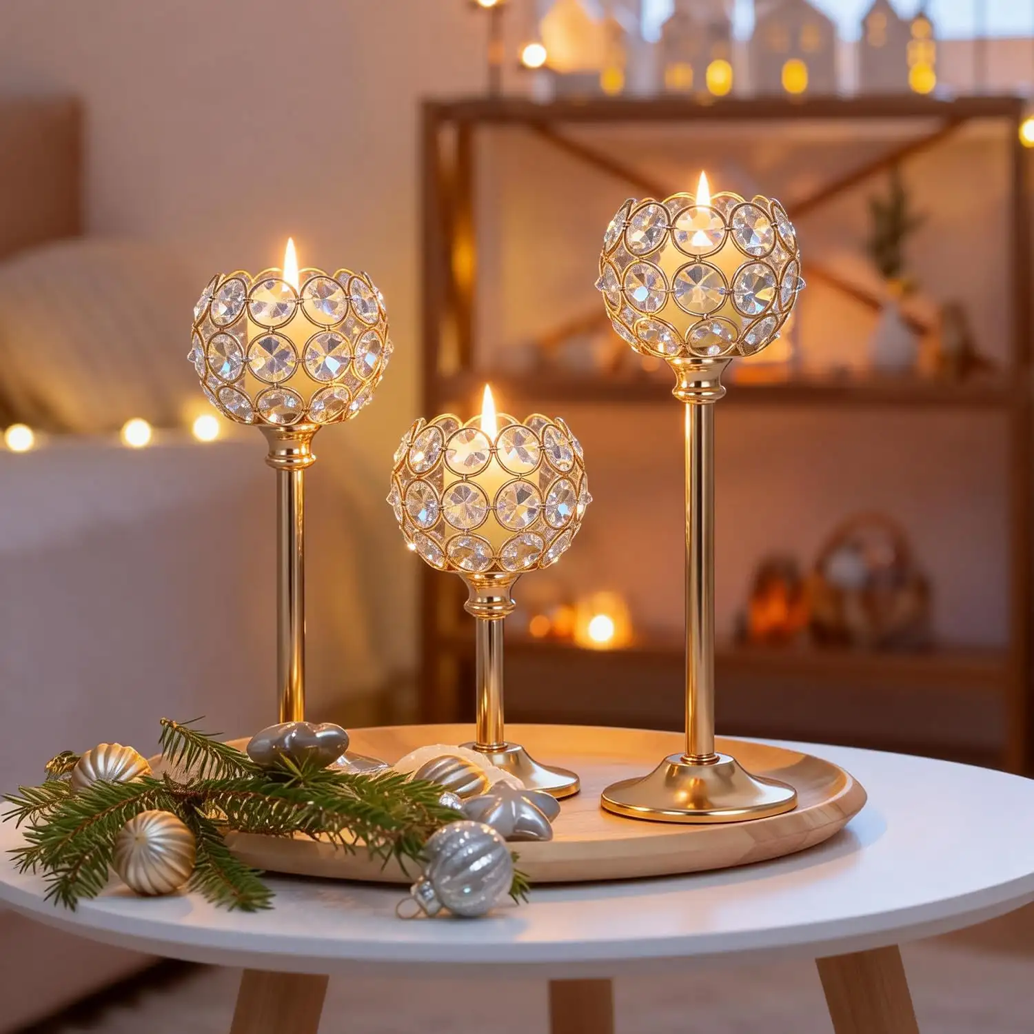 Crystal Candle Holders With Florals