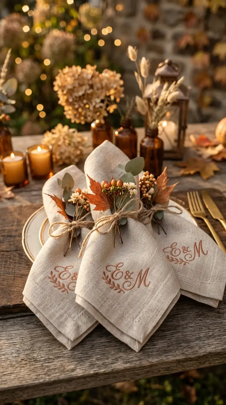 Custom Monogrammed Linen Napkin Set