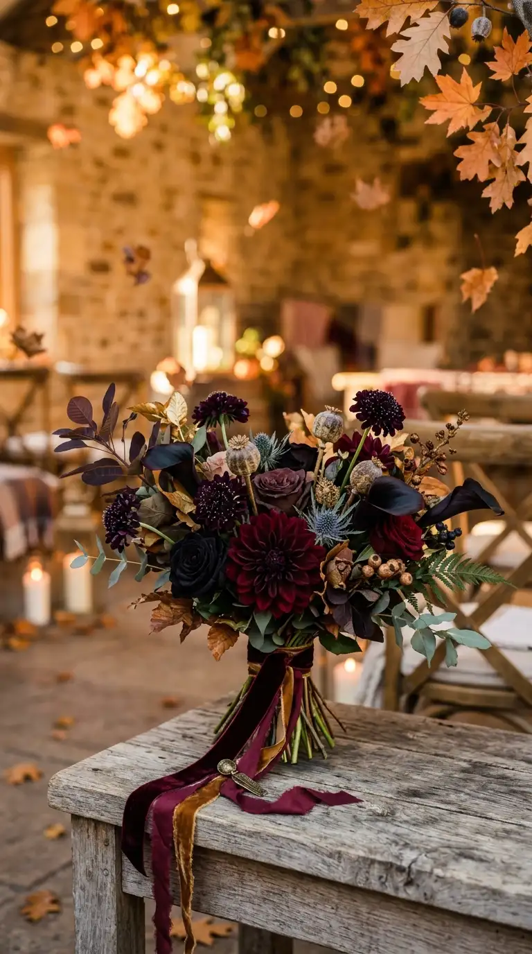 Dark Floral Bridal Bouquet