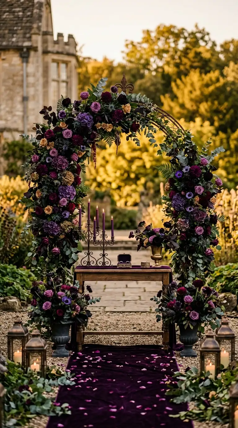Dark Floral Ceremony Backdrop