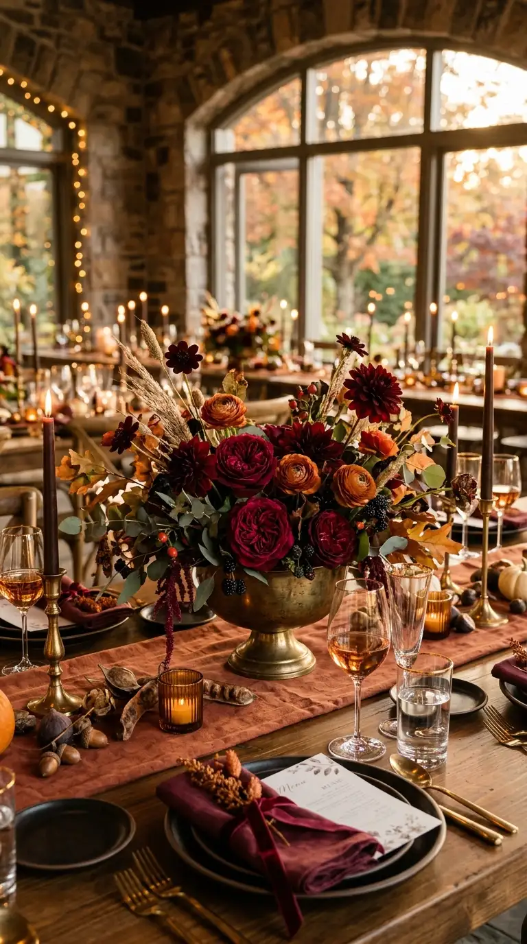 Deep Burgundy Floral Centerpieces