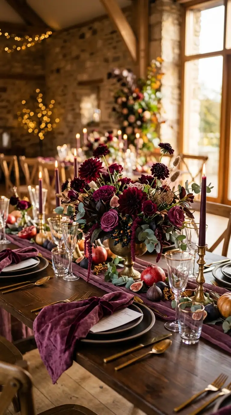 Deep Plum Wedding Reception Details