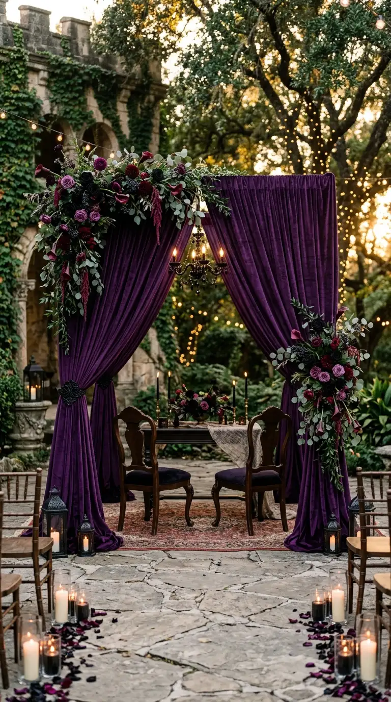 Deep Purple Velvet Wedding Arch