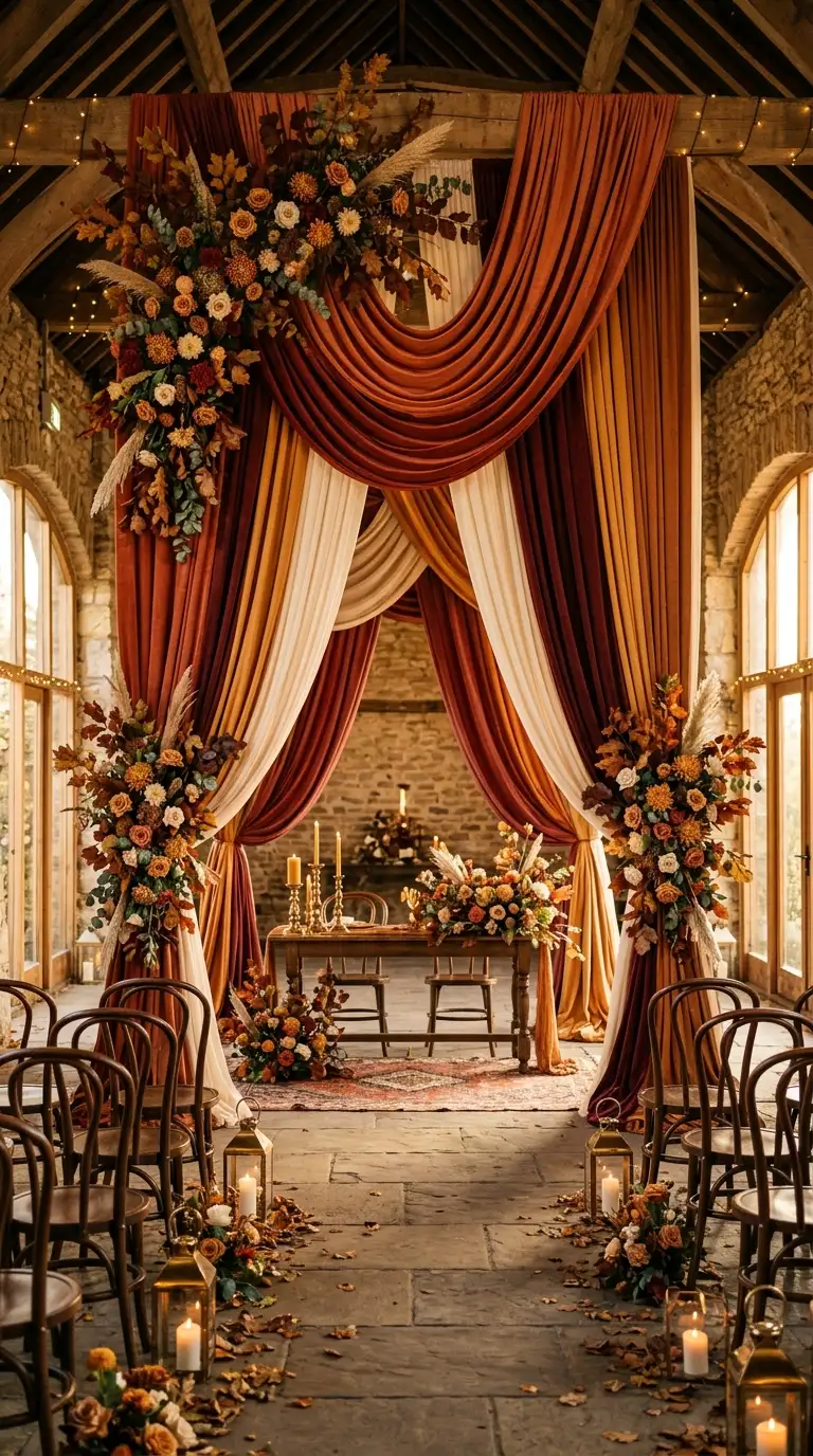 Dramatic Draped Wedding Ceremony Backdrop