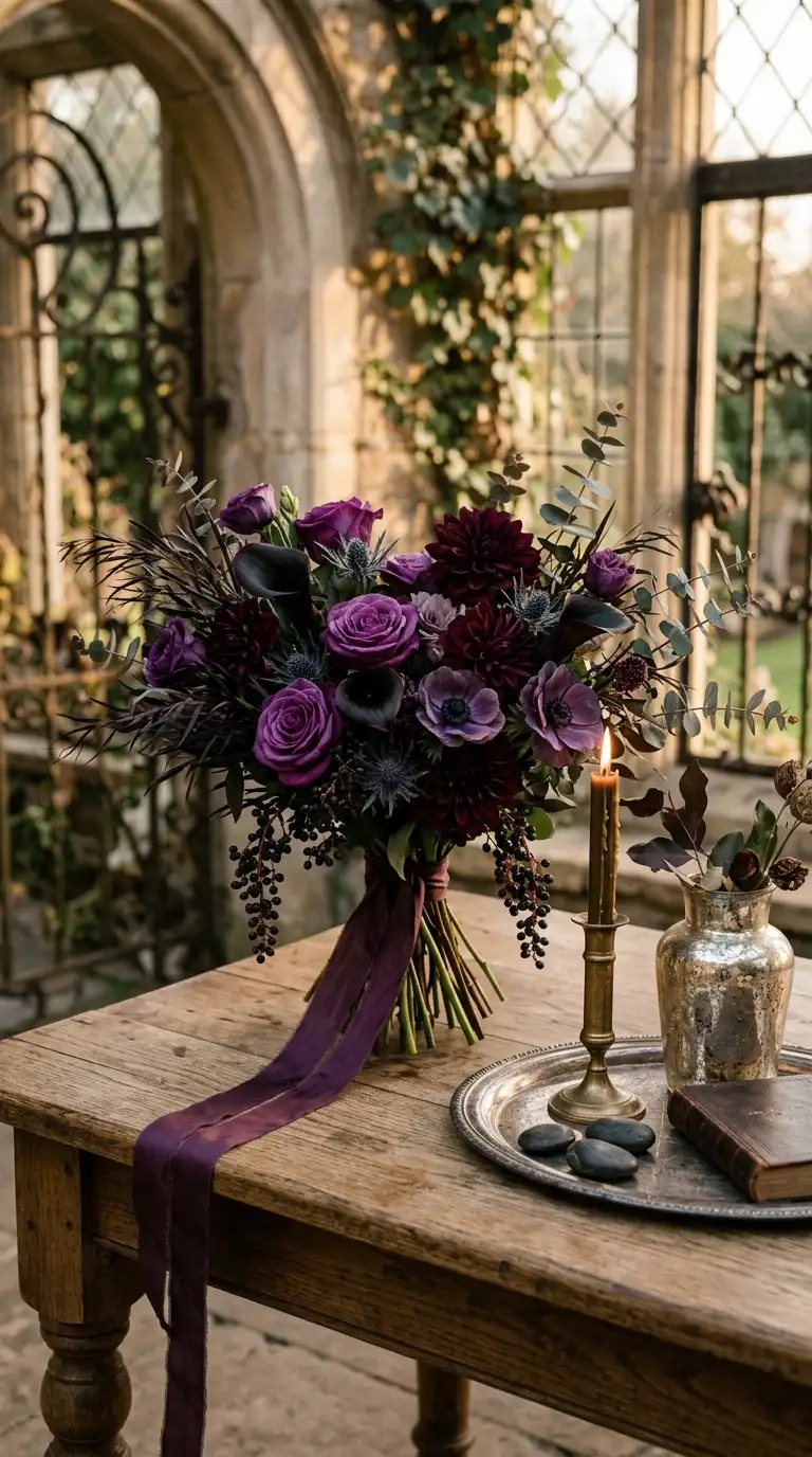 Dramatic Purple Wedding Bouquets