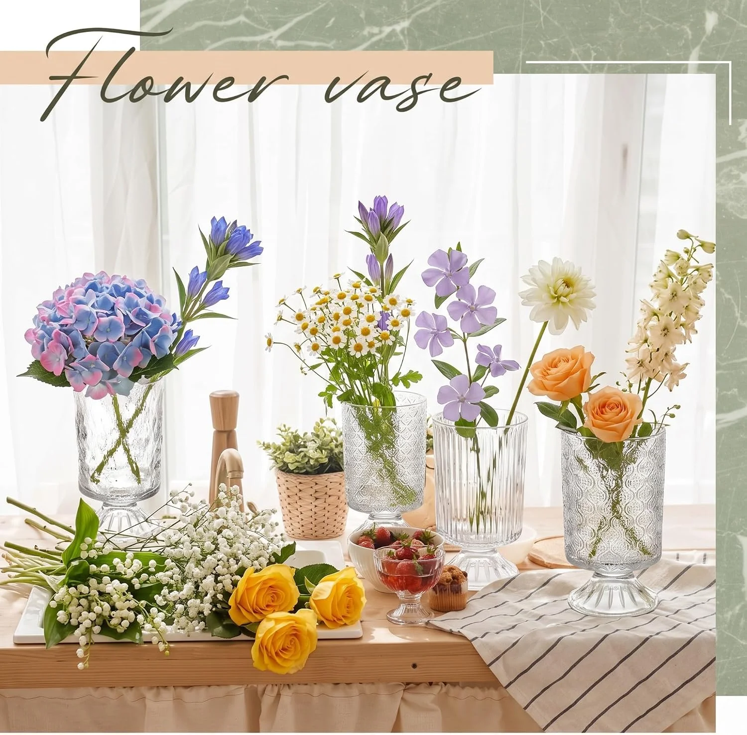 Embossed Pedestal Glass Vase