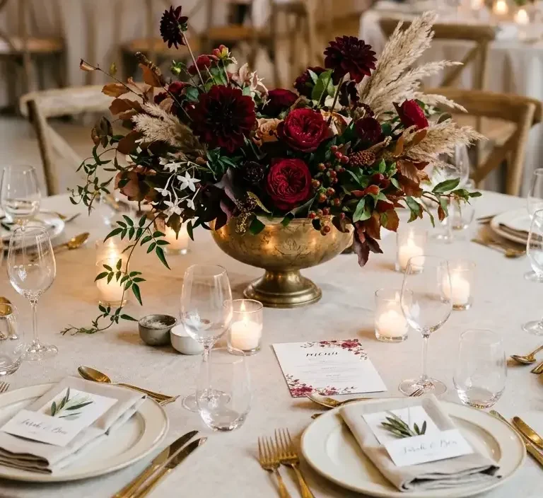 Fall Wedding Tablescapes for Round Tables