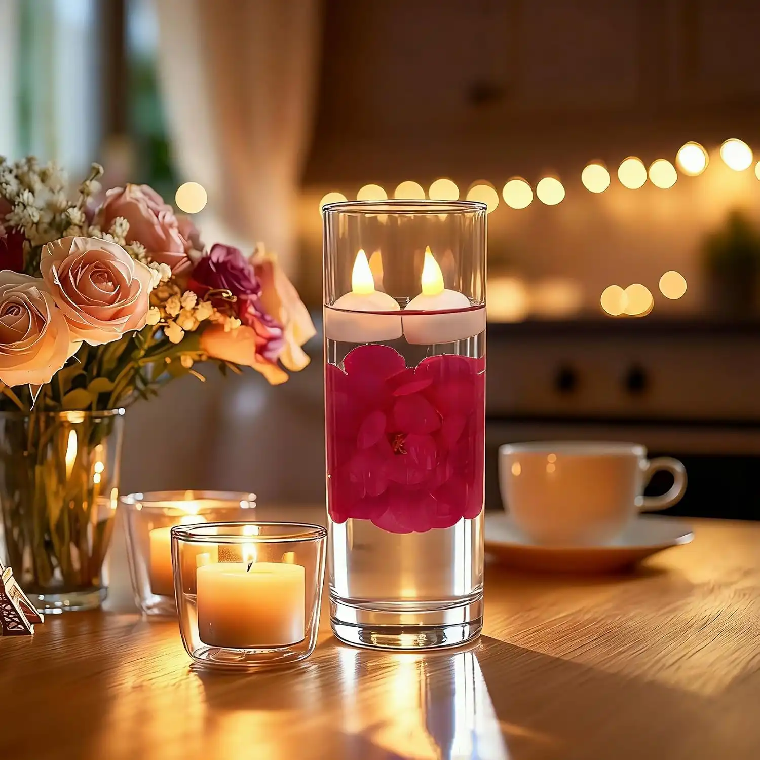 Floating Floral Candle Centerpieces