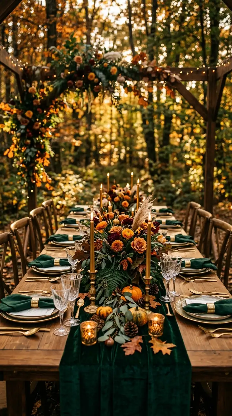Forest Green Wedding Table Decor
