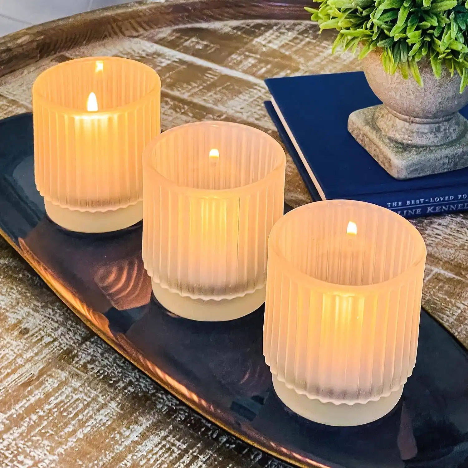 Frosted Glass Votive Candle Arrangements