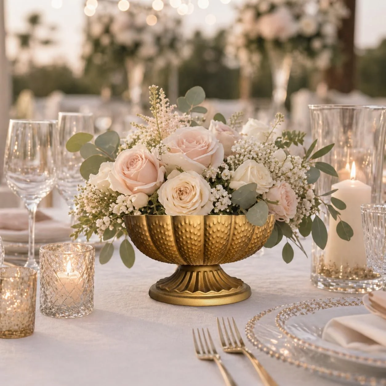 Gold Vintage Vase for Table Centerpieces