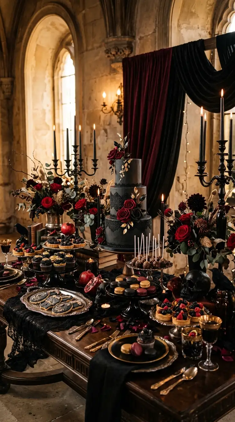 Gothic Inspired Wedding Dessert Table