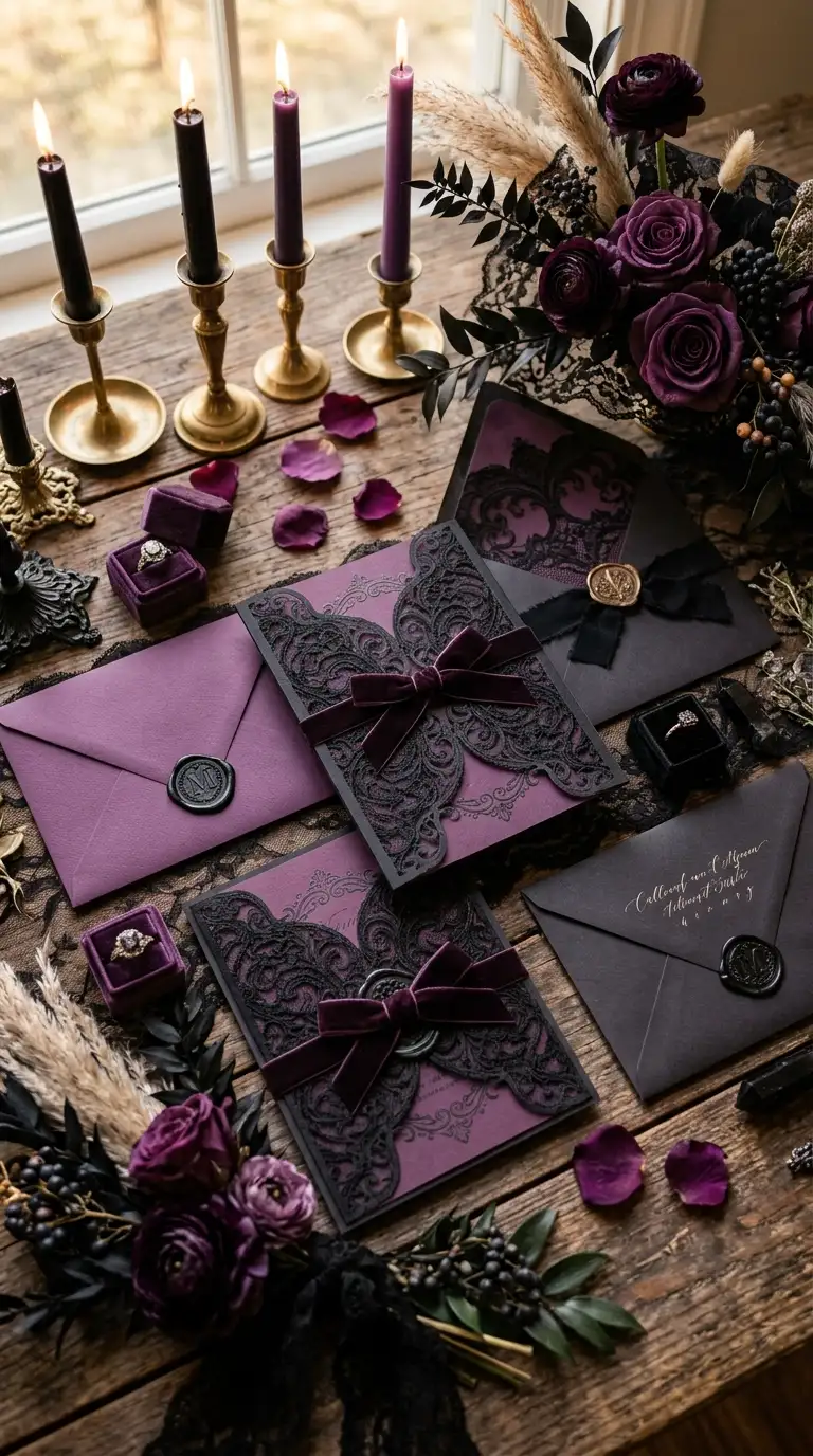 Gothic Lace Wedding Invitations