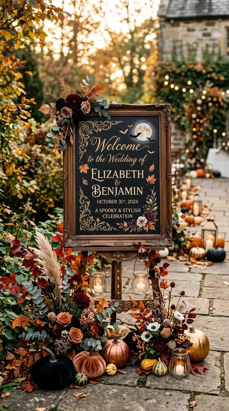Halloween Inspired Wedding Welcome Sign