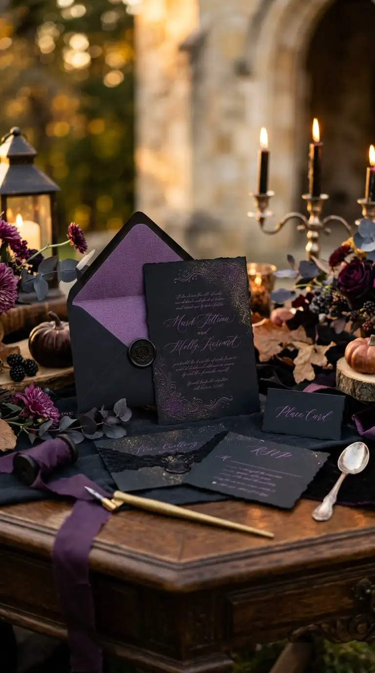 Midnight Black Wedding Stationery