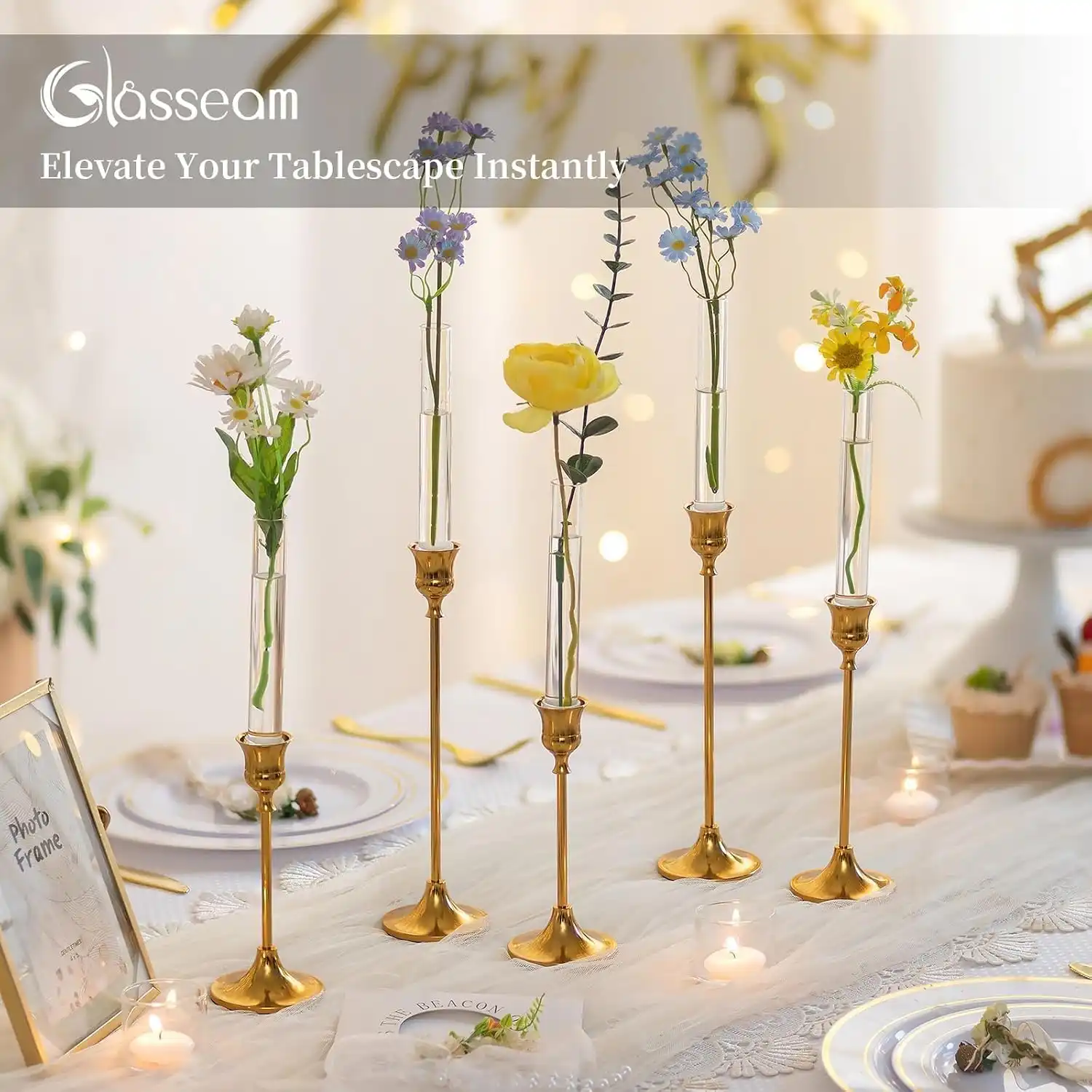Mixed Bud Vase Candle Display