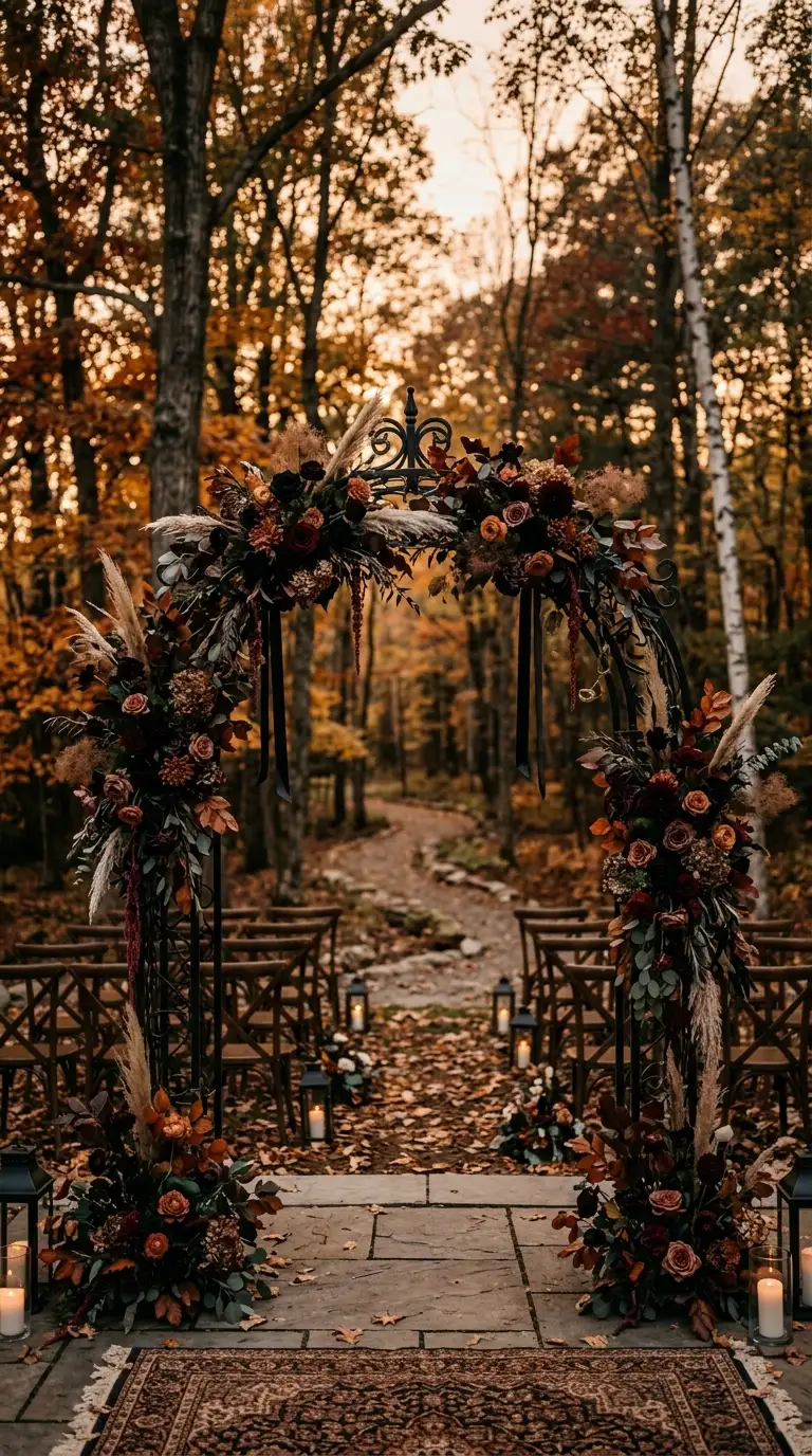 Moody Black Wedding Ceremony Arch