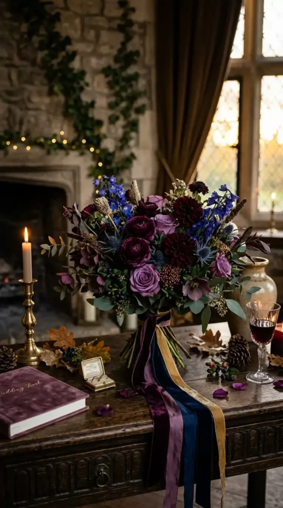Moody Plum Blue Bridal Bouquet