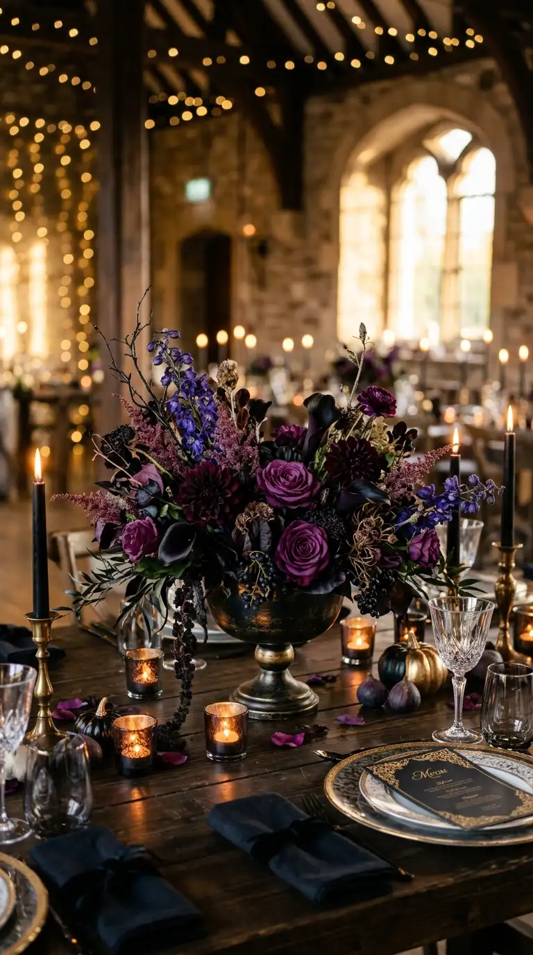 Moody Purple Floral Centerpieces