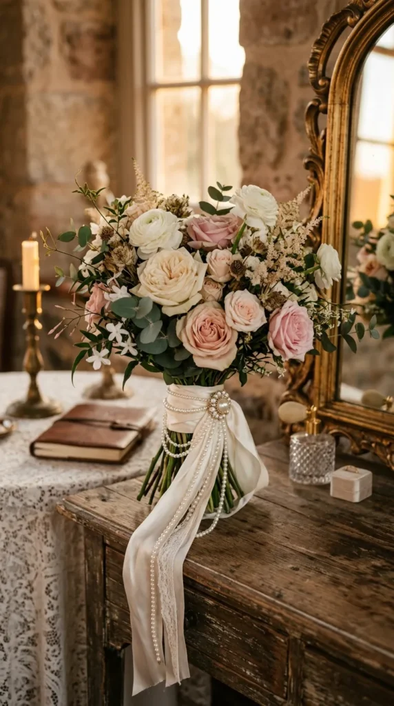 Pearl Draped Bridal Bouquet