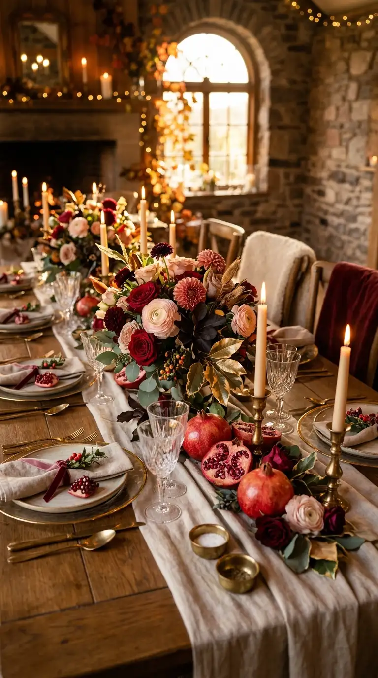 Pomegranate Inspired Wedding Table Decor