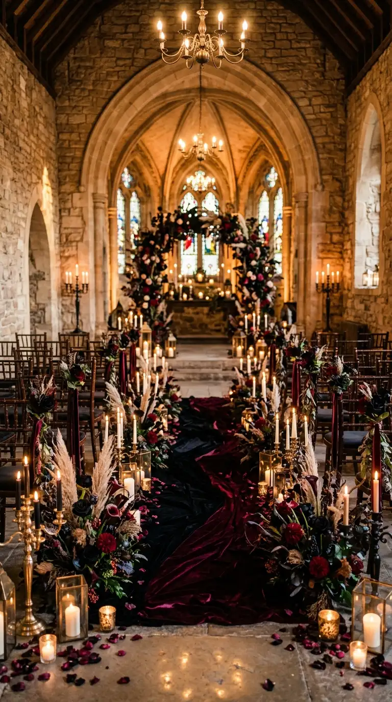 Romantic Candlelit Wedding Aisle