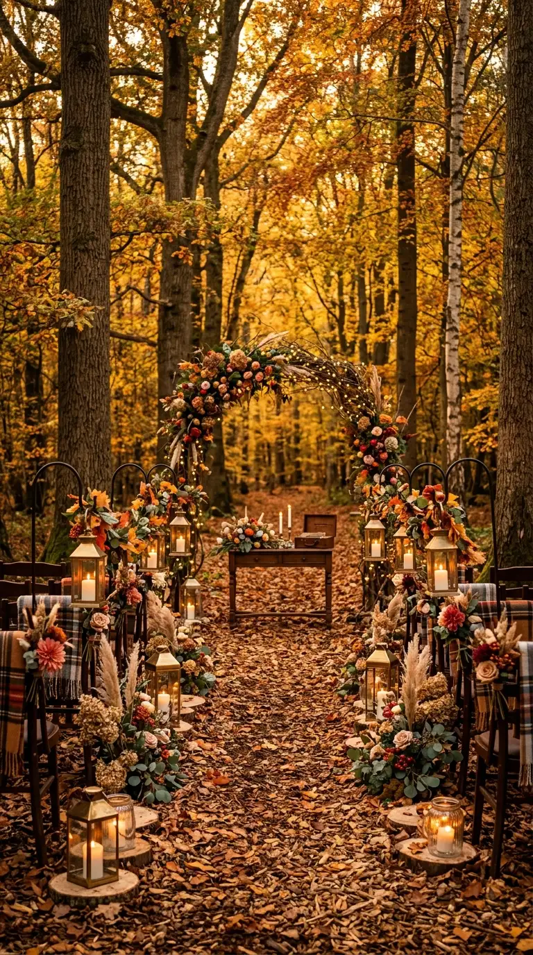 Romantic Woodland Wedding Ceremony Setting