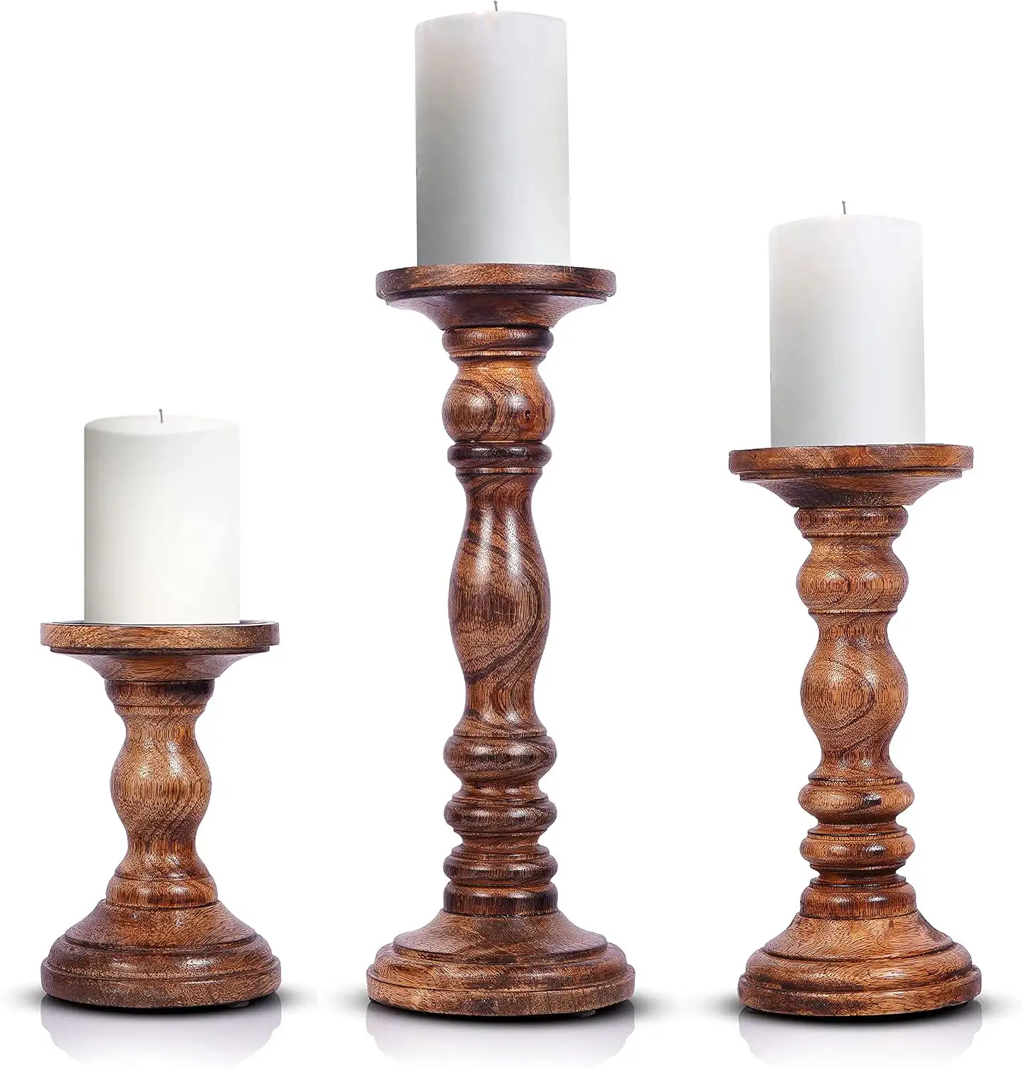 Rustic Wooden Candle Holder Sets