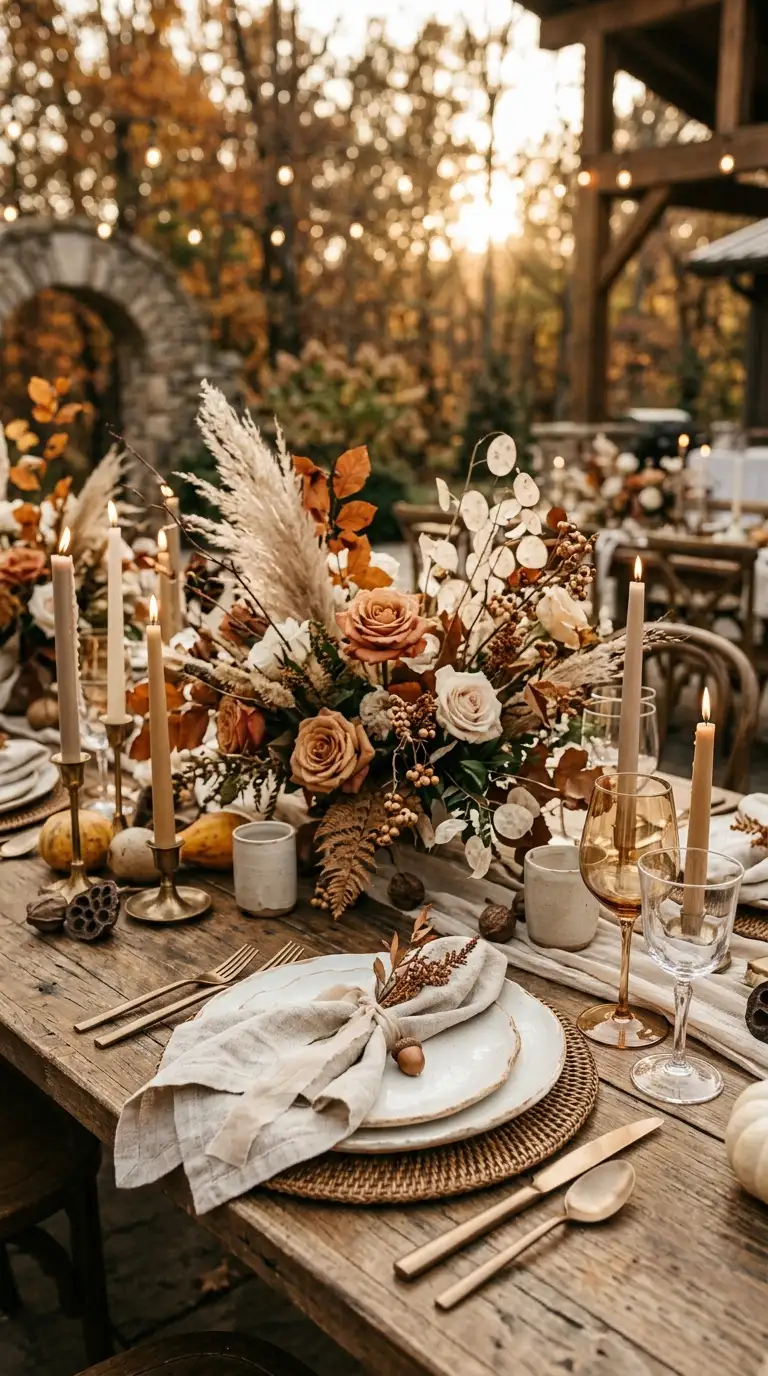 Textured Neutral Wedding Tablescape Design