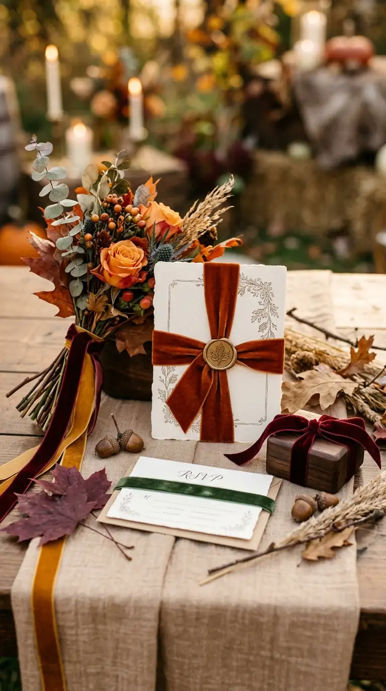 Velvet Ribbon Wedding Invitation Details