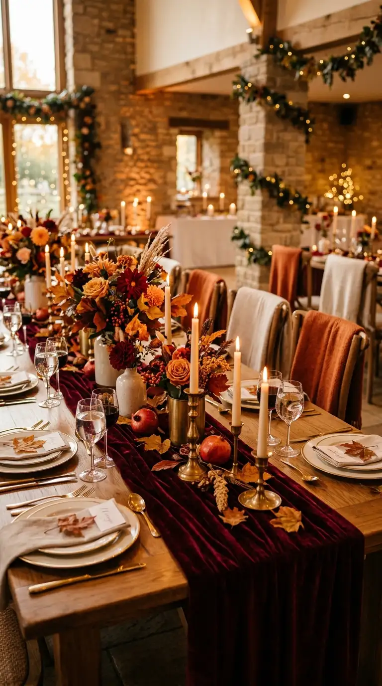 Velvet Table Runner Reception Decor
