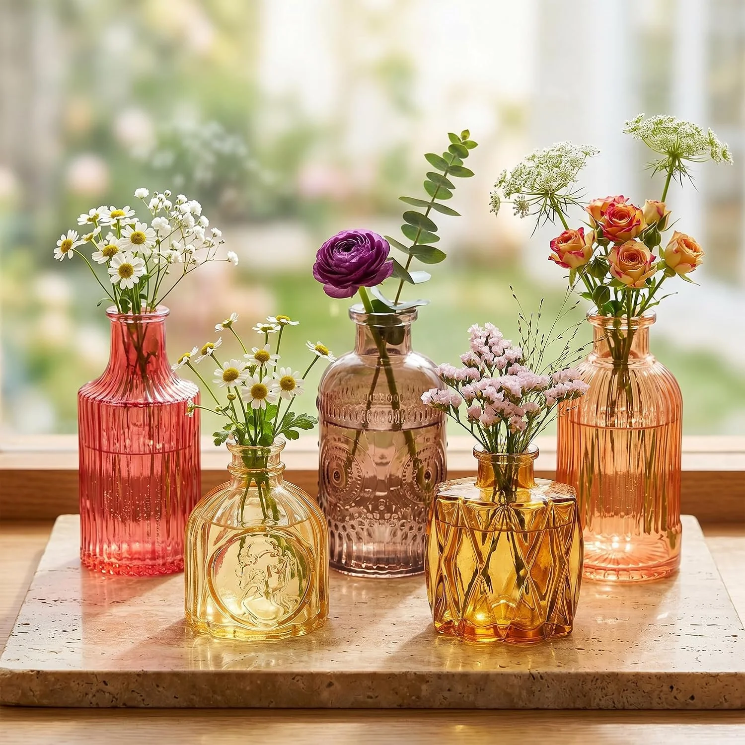 Vintage Amber Glass Bud Vases