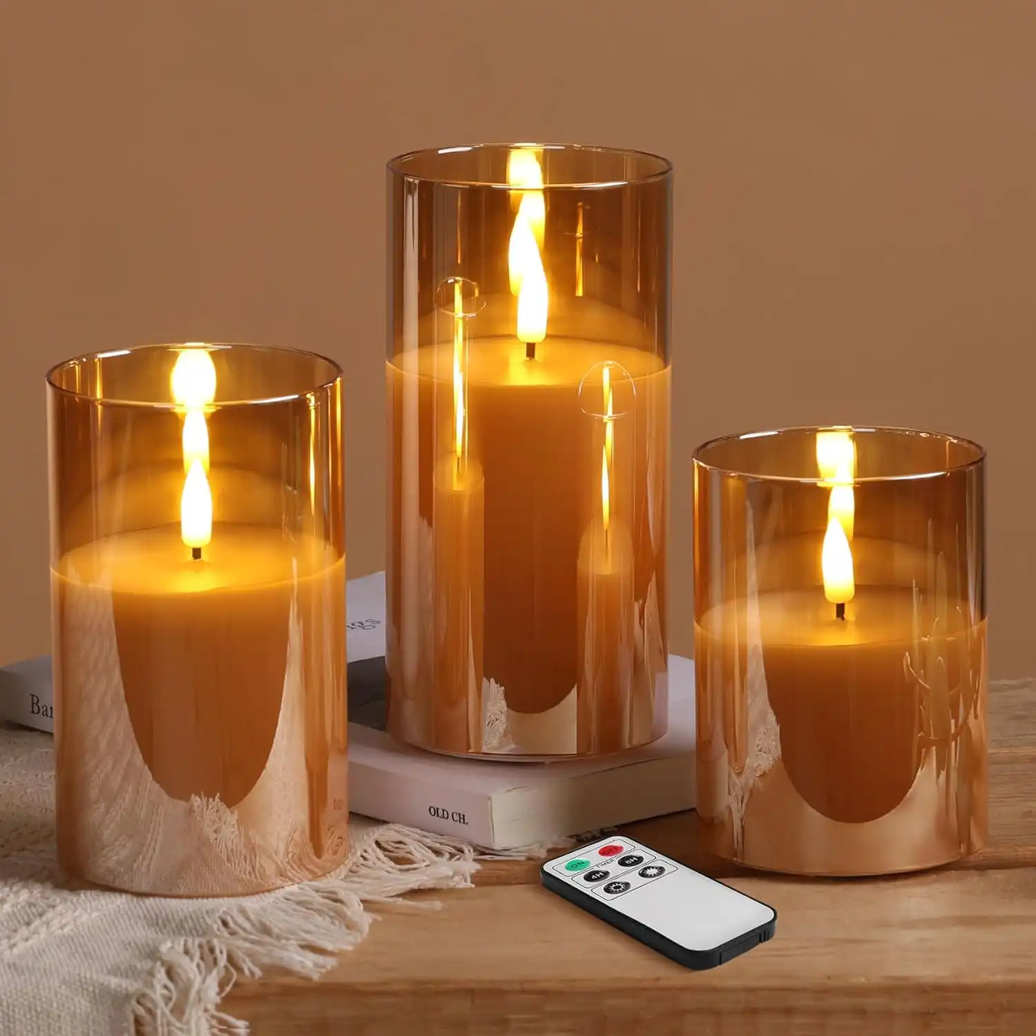 Warm Amber Pillar Candle Displays