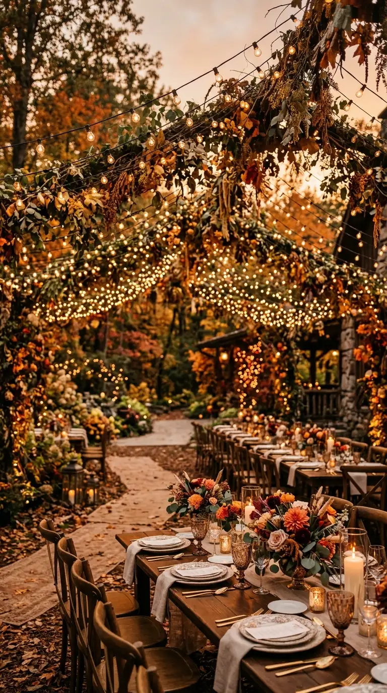 Warm String Light Reception Canopy