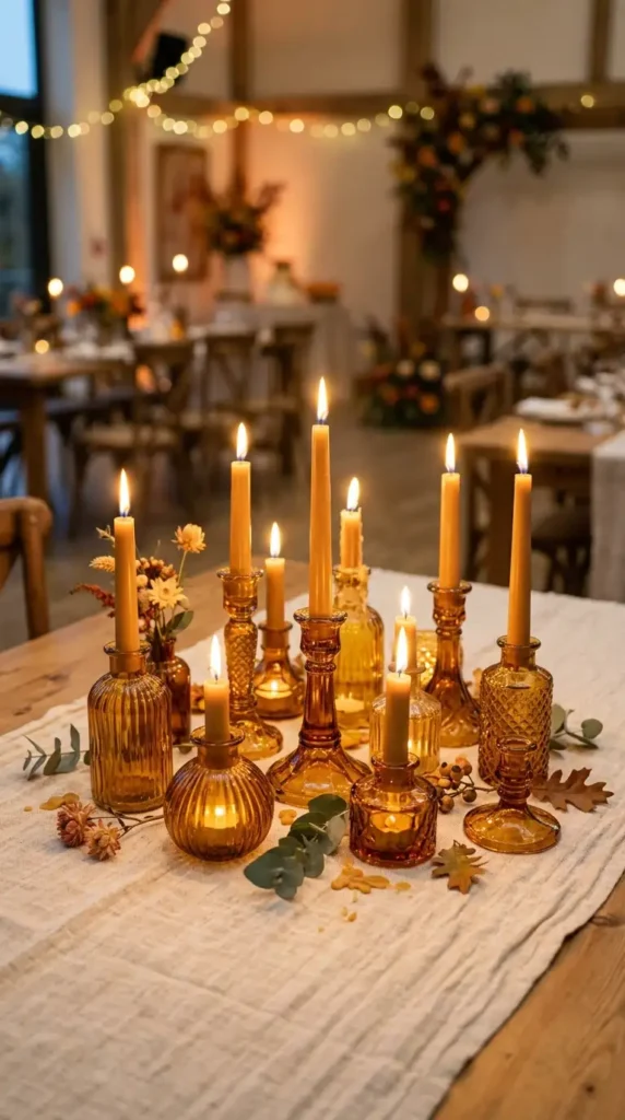 amber glass candle holders
