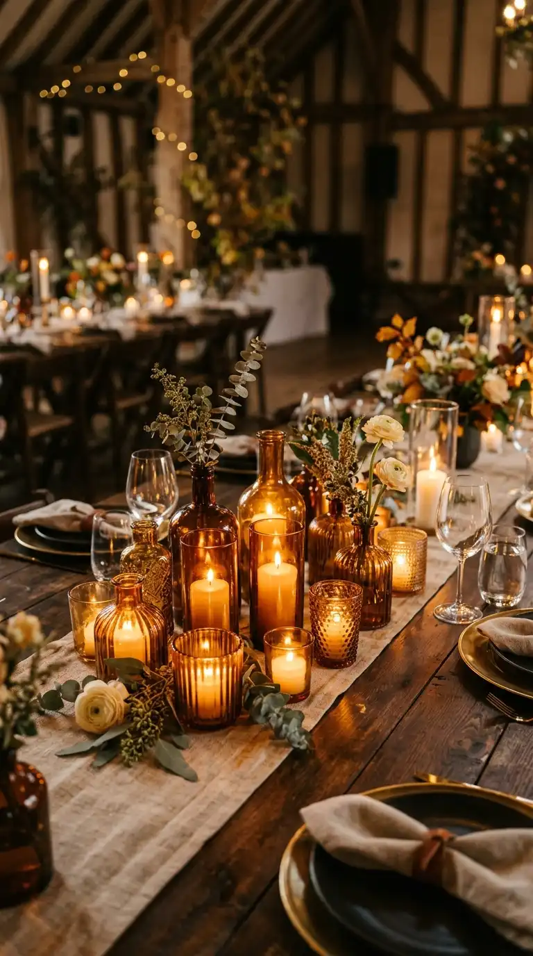 Amber Glass Candlelight Clusters