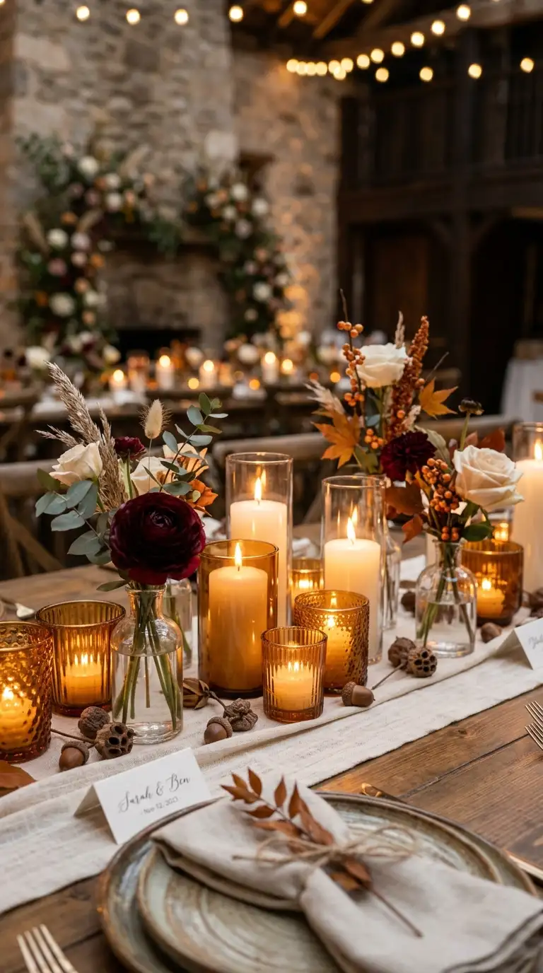 Amber Glass Candlelit Tablescape