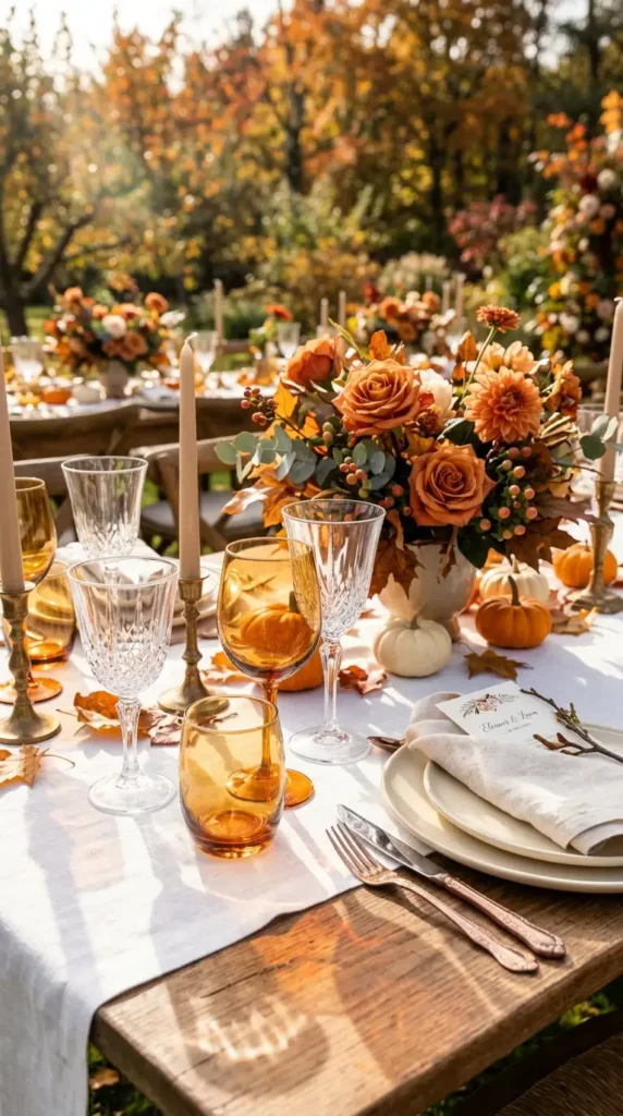 amber tinted wedding glassware