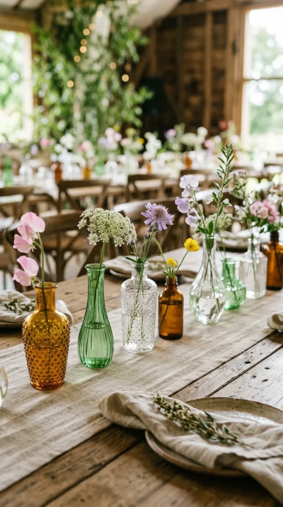 Antique Glass Bud Vase Arrangement