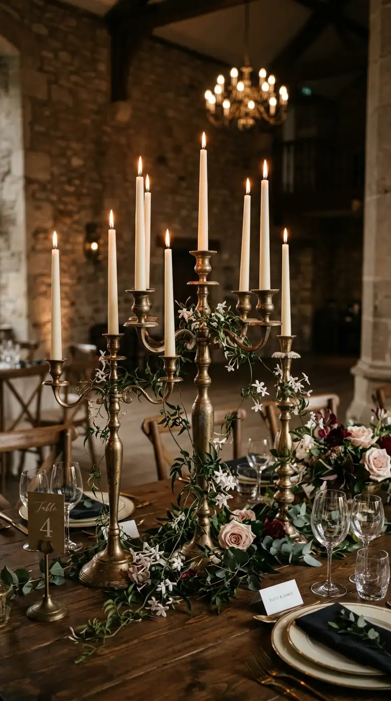Antique Gold Candelabra Table Arrangement