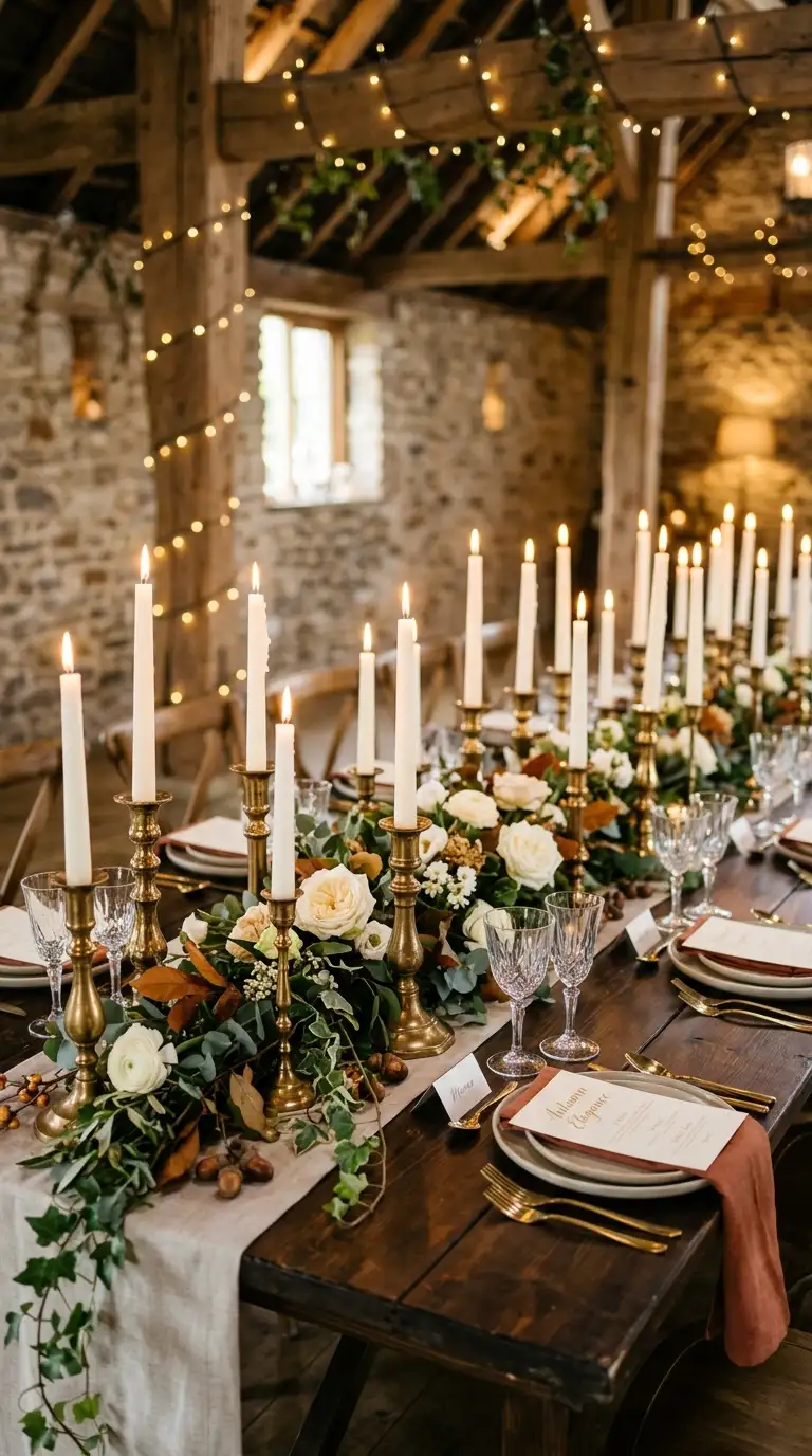 Antique Gold Candlestick Table Arrangement