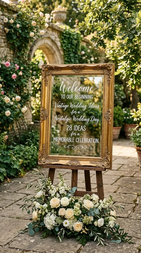 Antique Mirror Welcome Sign