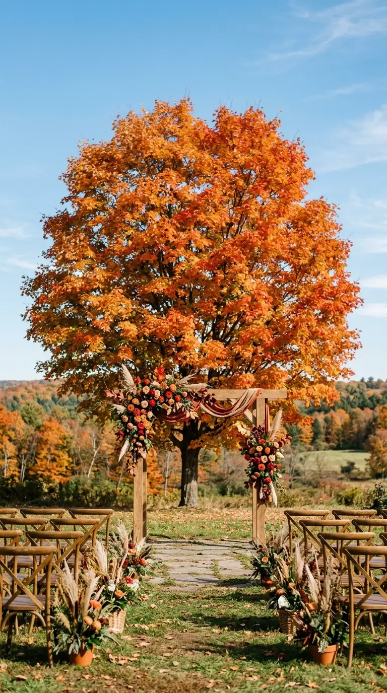 Autumn Foliage Ceremony Backdrop