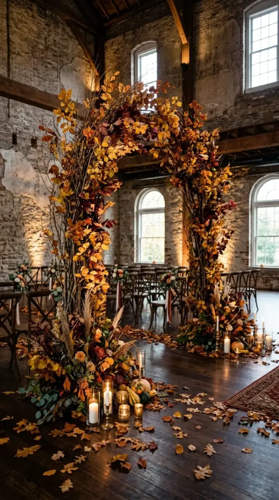 autumn foliage ceremony backdrop